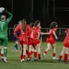 D'Rout Léiwinnen am Hampden Park | © FLF
